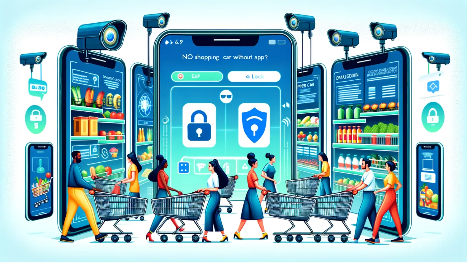 Shopping carts, monitoring via app